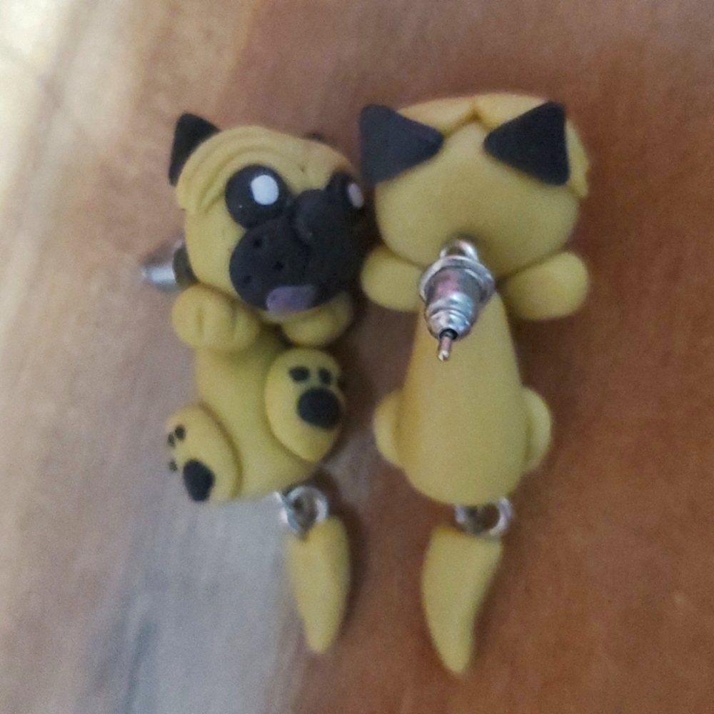 Pug Dangly Earrings